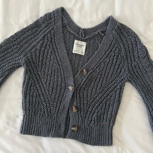 Abercrombie Knit Button-Up Cardigan in Dusty Blue (XS)